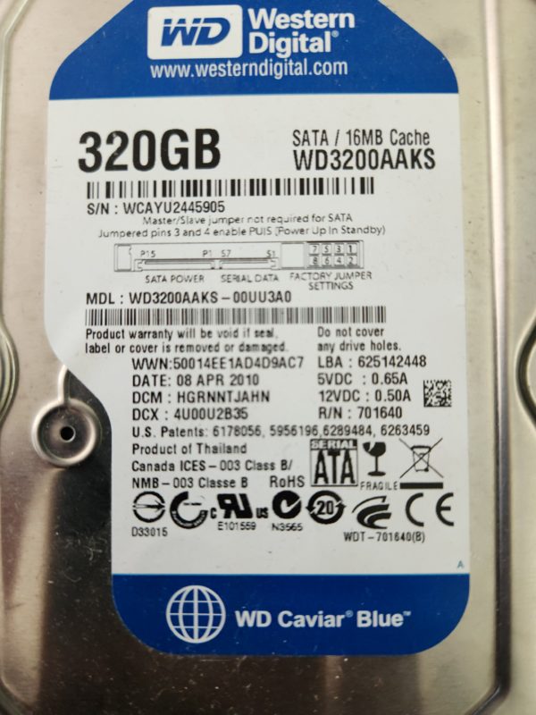 WD3200AAKS-00UU3A0, DCM HGRNNTJAHN, Western Digital 320GB SATA 3.5 Hard Drive