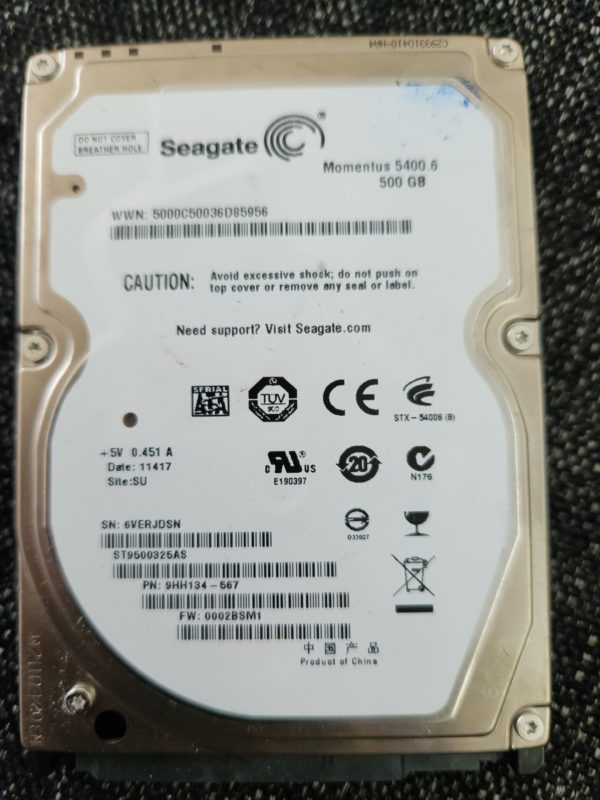 ST9500325AS, 6VE, SU, PN 9HH134-567, FW 0002BSM1, Seagate 500GB SATA 2.5 Hard Drive