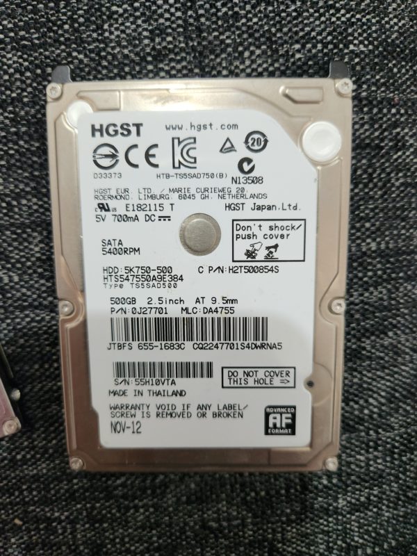 HTS547550A9E384, PN 0J27701, MLC DA4755, Hitachi 500GB SATA 2.5 Hard Drive - Image 4