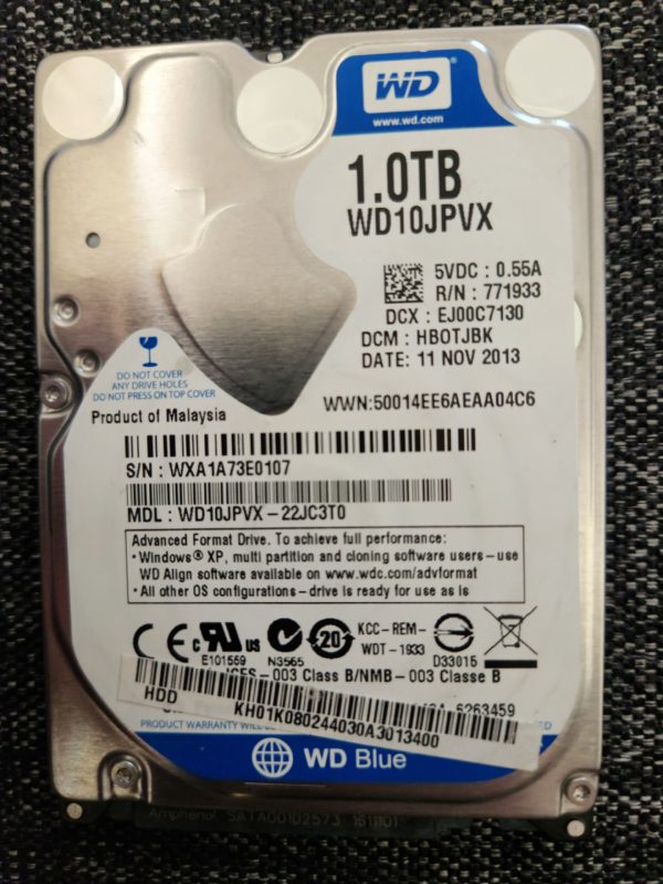 WD10JPVX-22JC3T0, DCM HBOTJBK, Western Digital 1TB SATA 2.5 Hard Drive